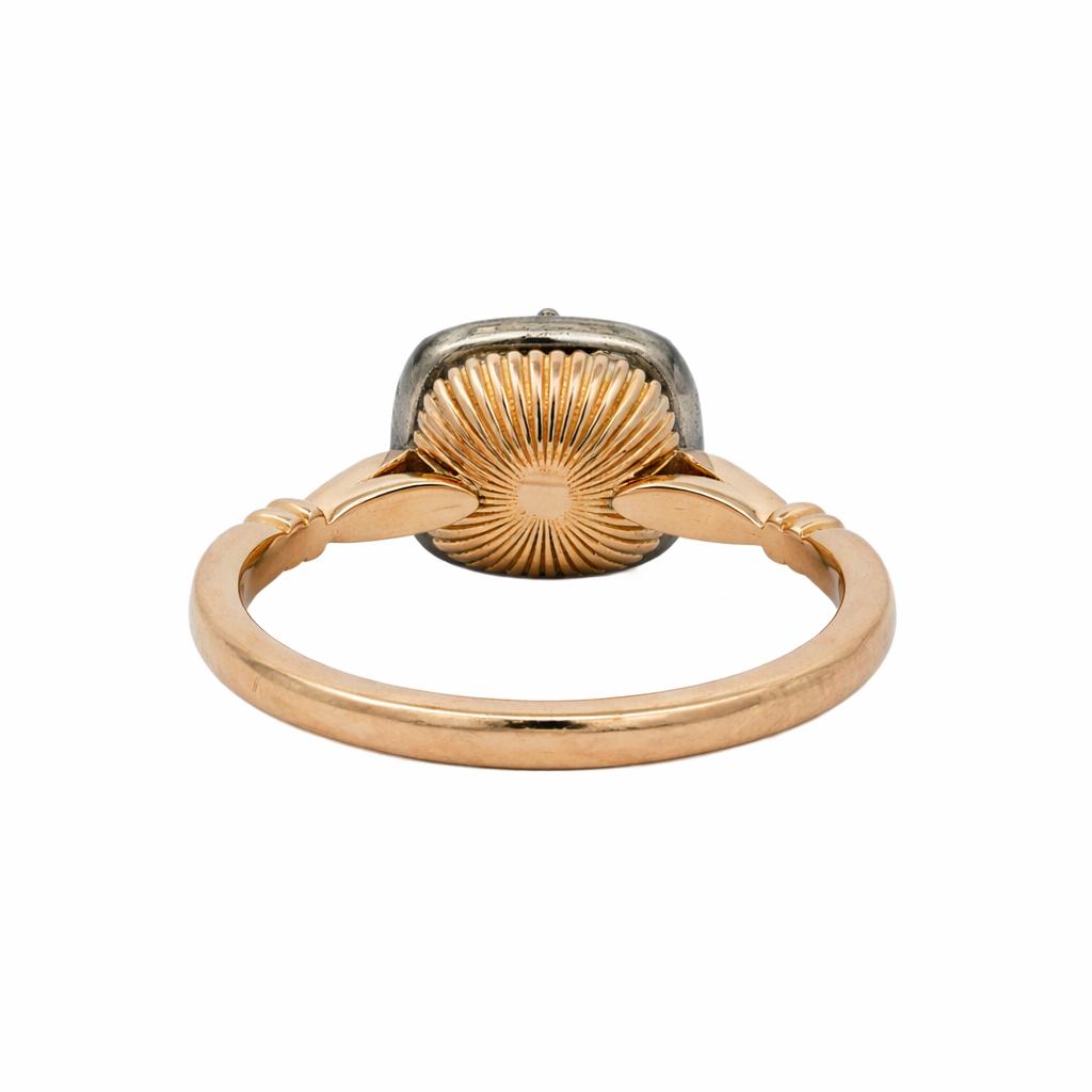 Old Mine Cut Lab Diamond Collet Button Back Ring