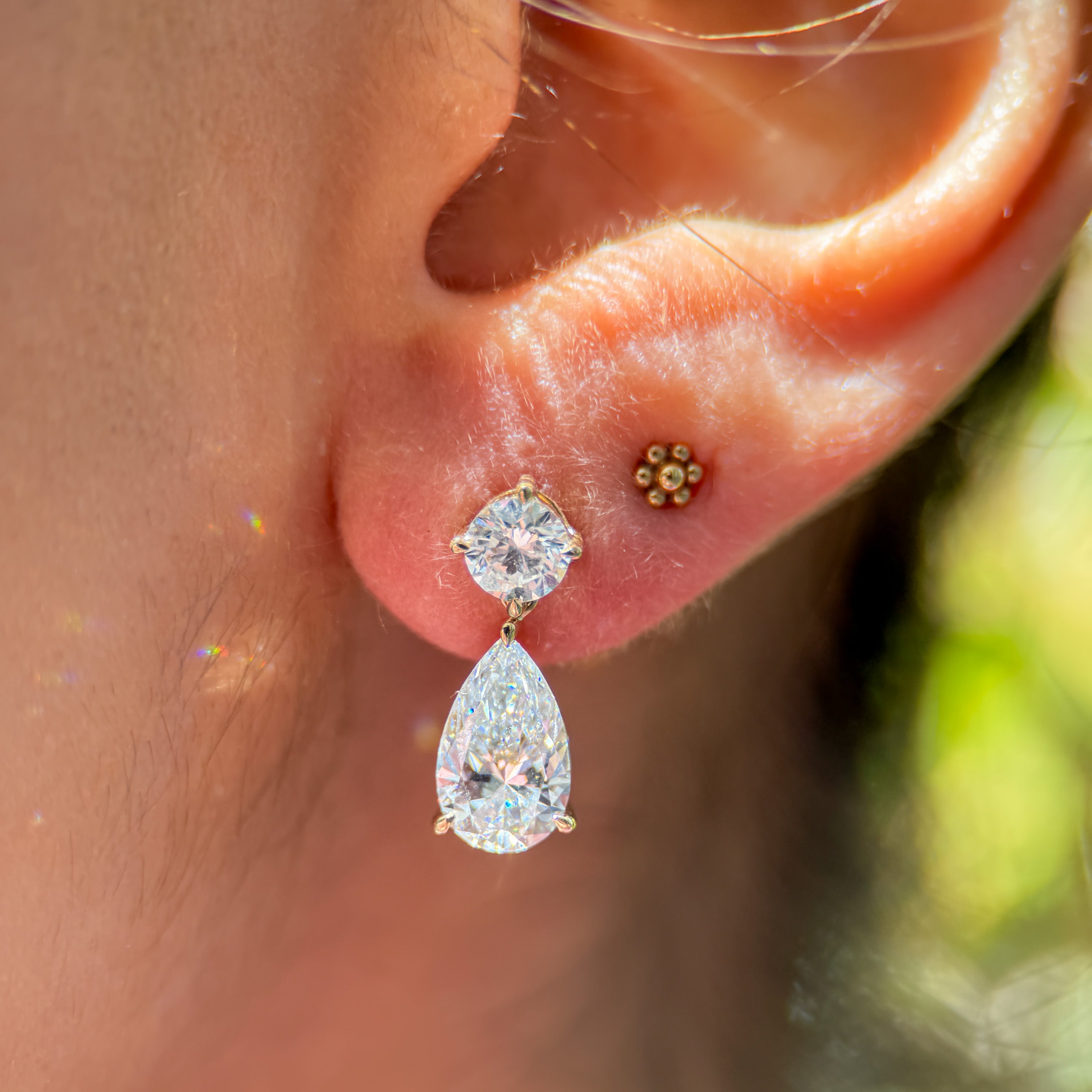 M & Co. Lab Grown Diamond Round & Pear Drop Earrings