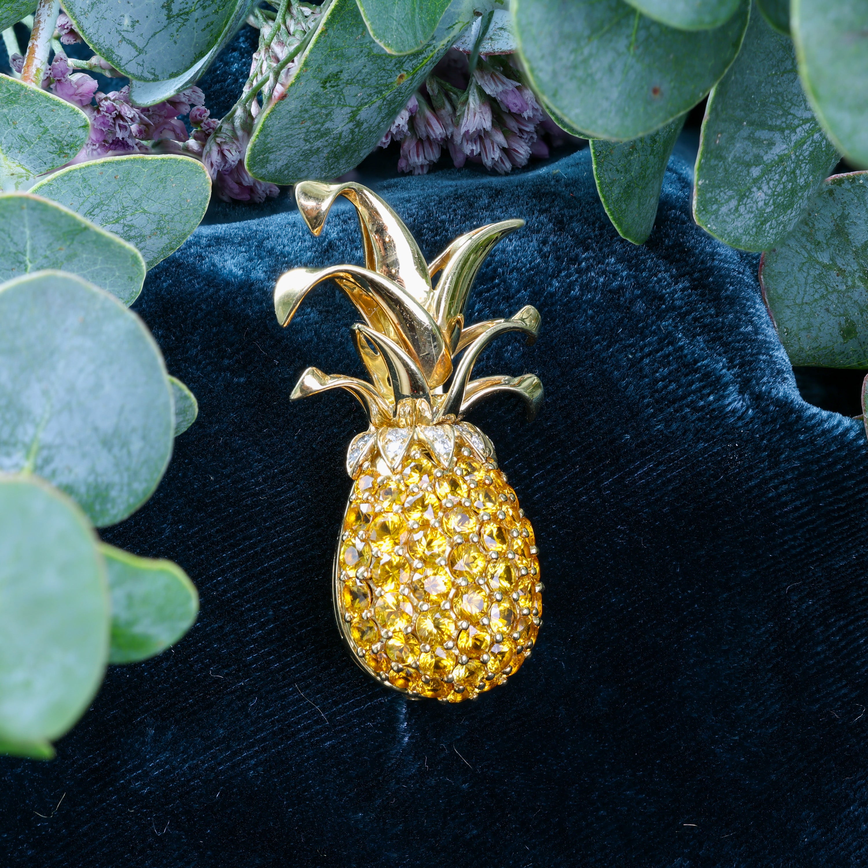 Yellow Sapphire Pineapple Brooch
