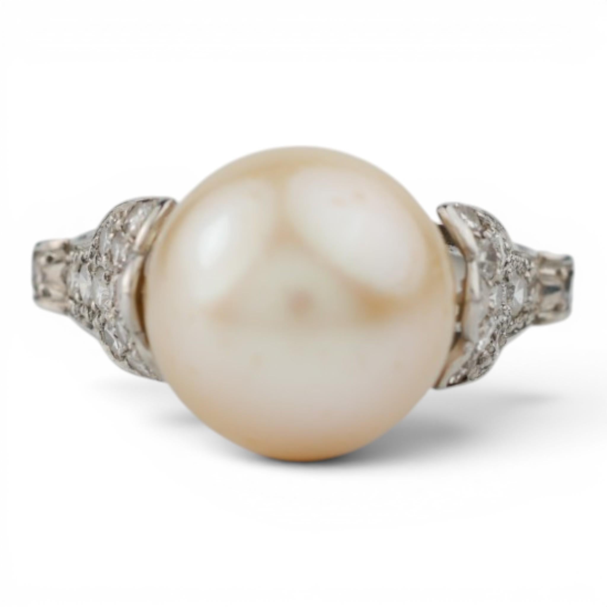 Antique Platinum Pearl and Diamond Ring