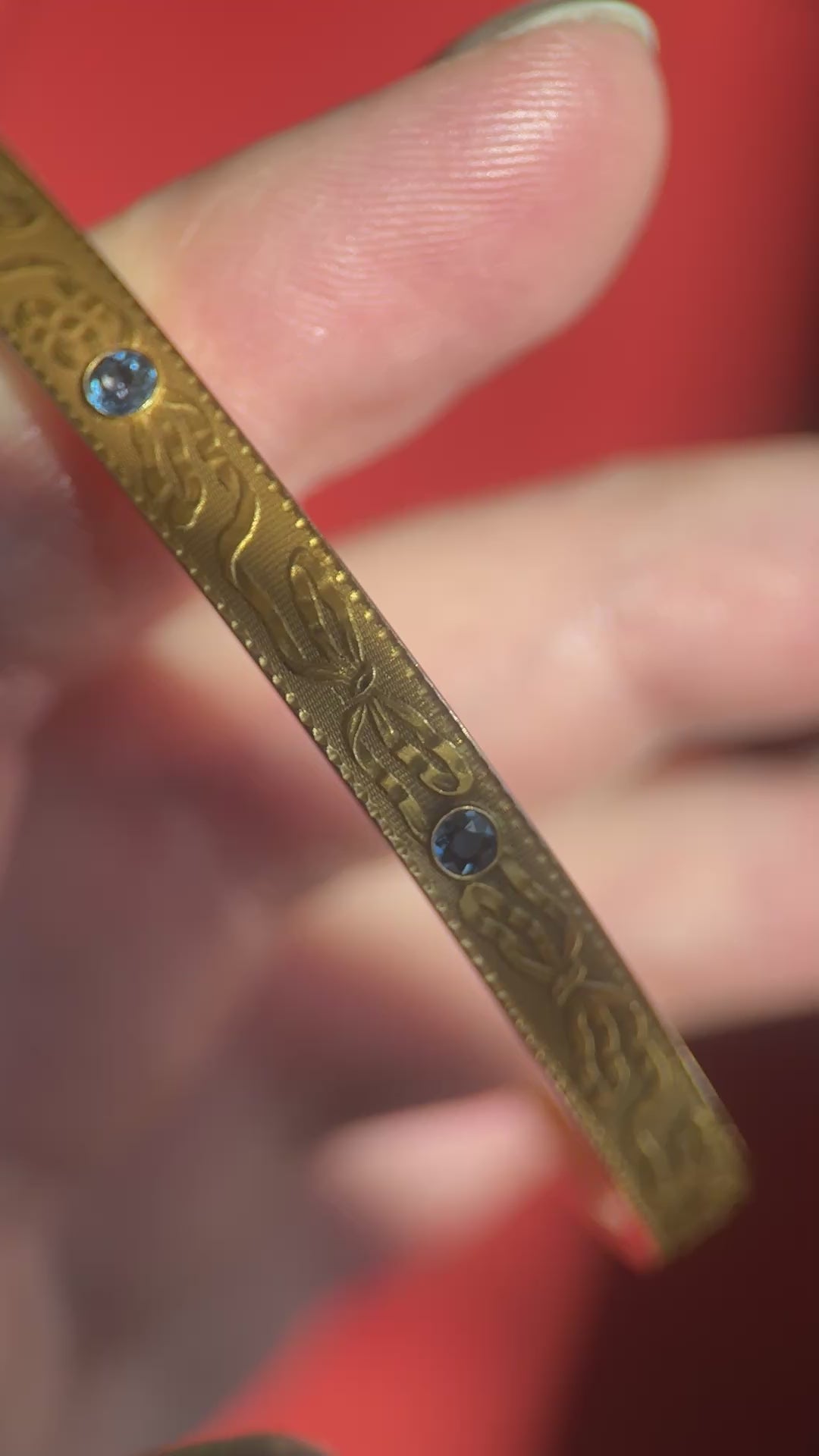 Edwardian Krementz Yogo Gulch Montana Sapphire Bangle Bracelet