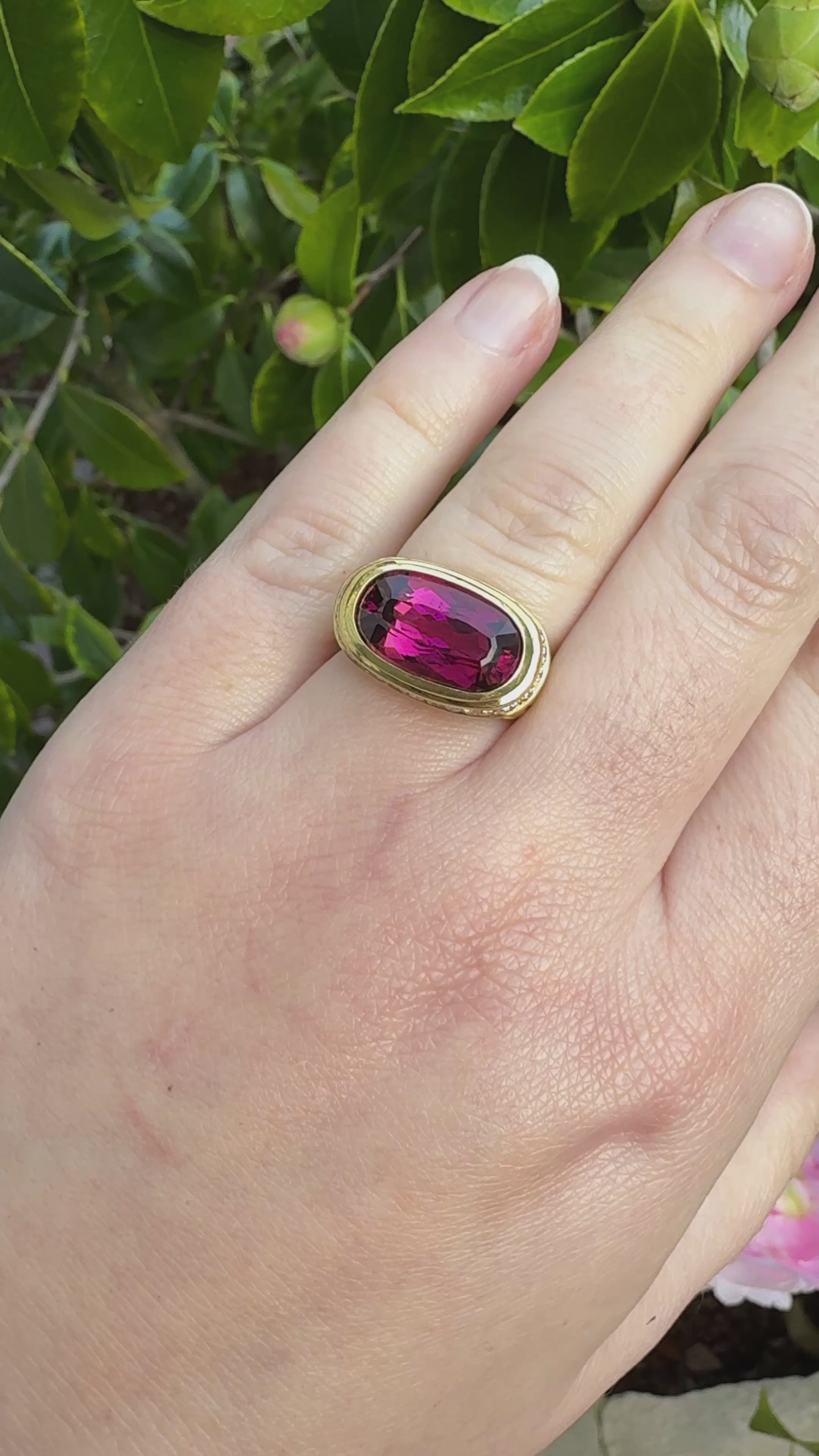 18K Rubellite Tourmaline Diamond Ring
