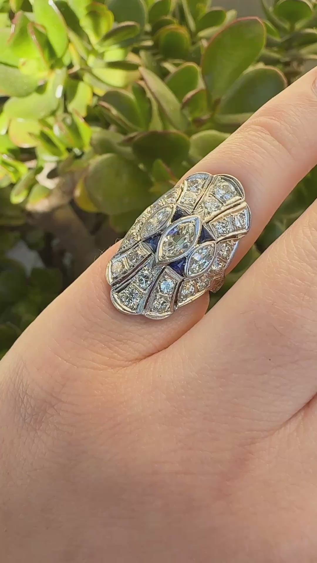 Art Deco Marquise Diamond Platinum Dinner Ring