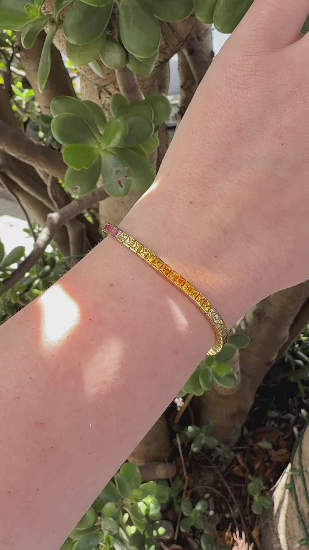 18K Rainbow Sapphire Line Bracelet