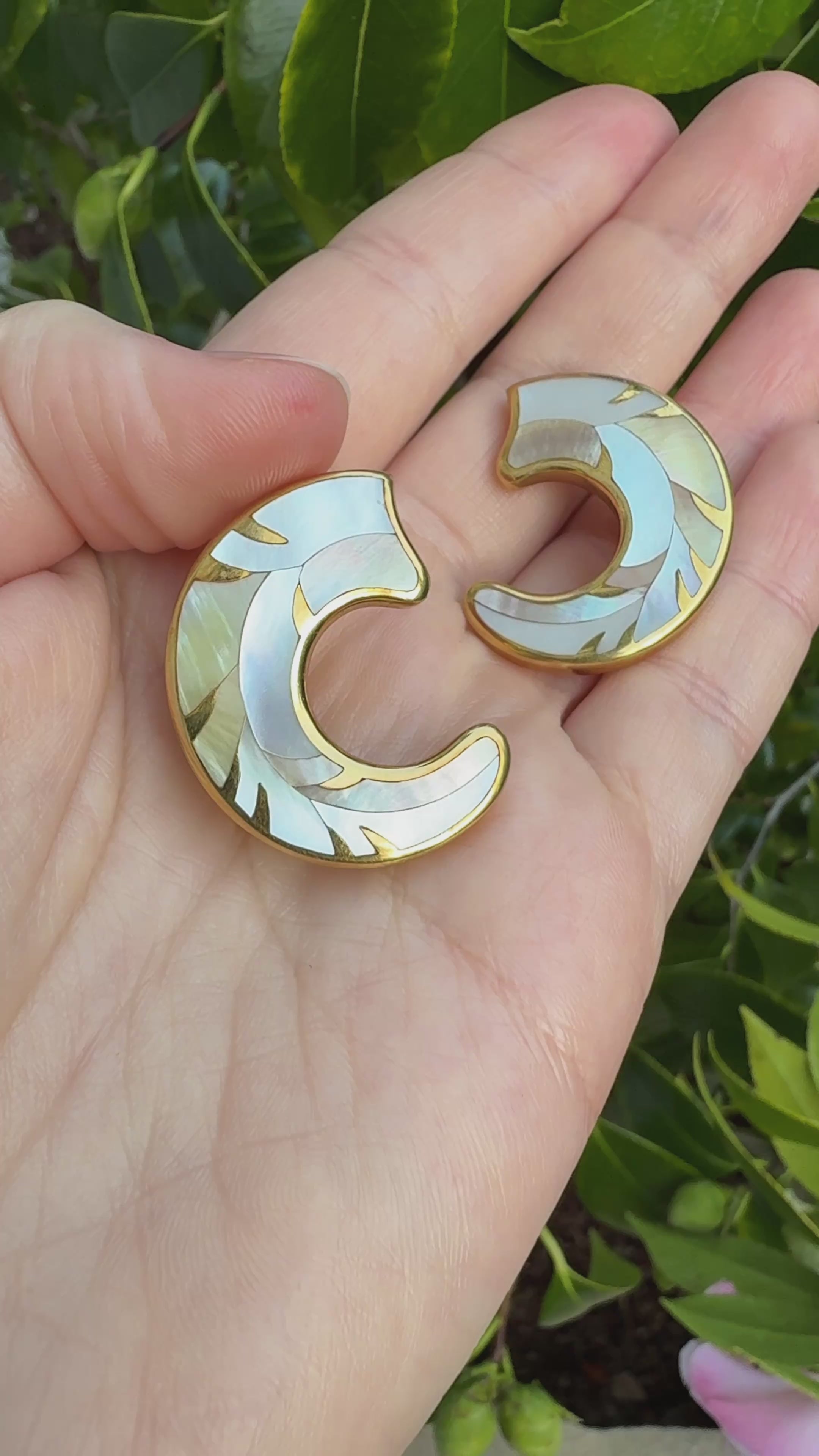 Tiffany & Co. Angela Cummings Mother of Pearl Inlay Feather Earrings
