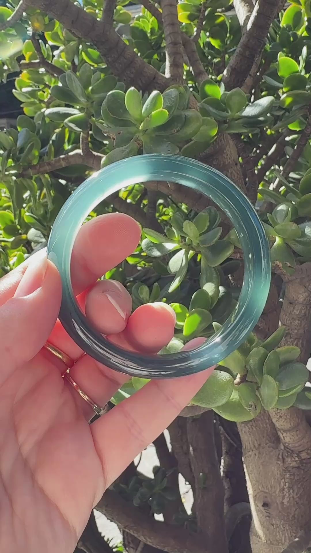 Translucent Ice Blue-Green Guatemalan Jadeite Jade Bangle