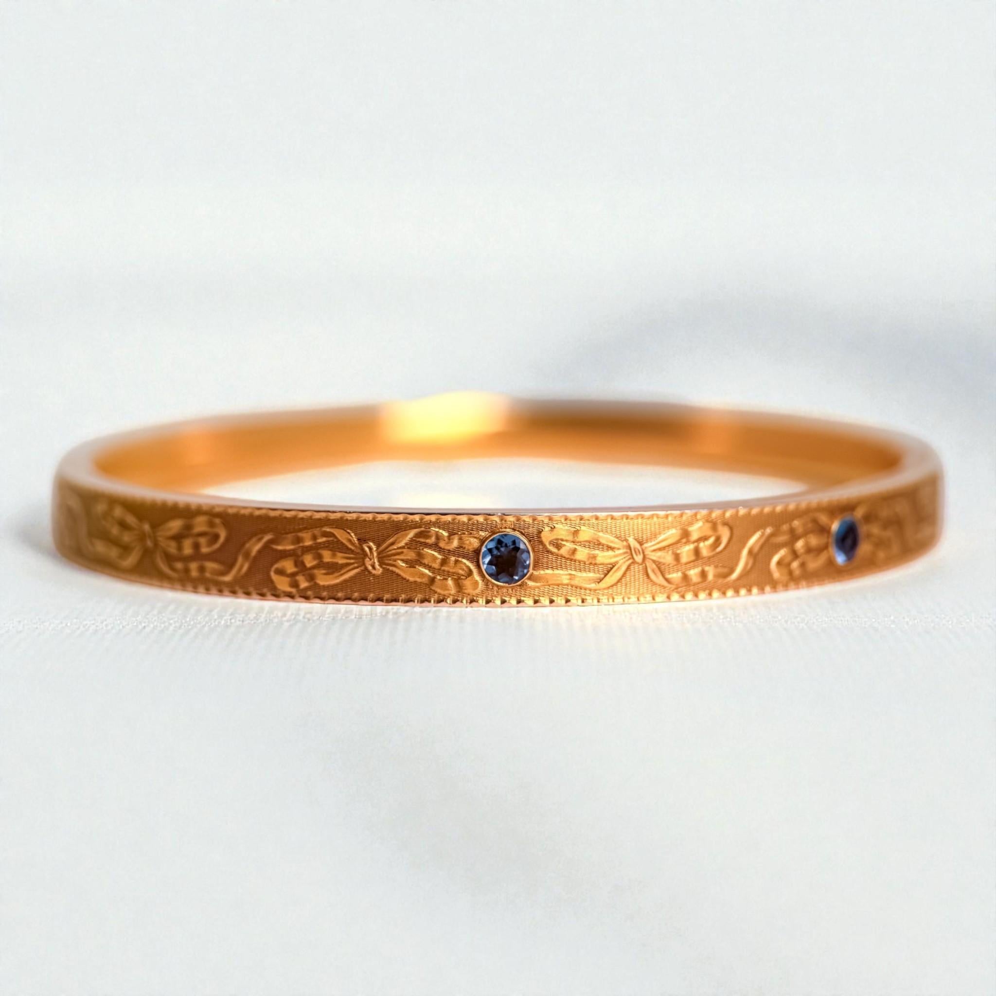 Edwardian Krementz Yogo Gulch Montana Sapphire Bangle Bracelet