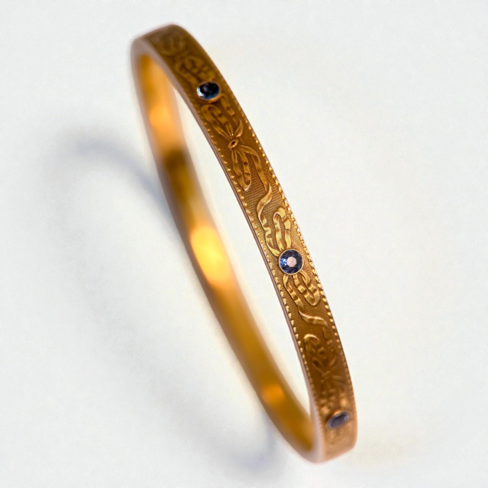 Edwardian Krementz Yogo Gulch Montana Sapphire Bangle Bracelet