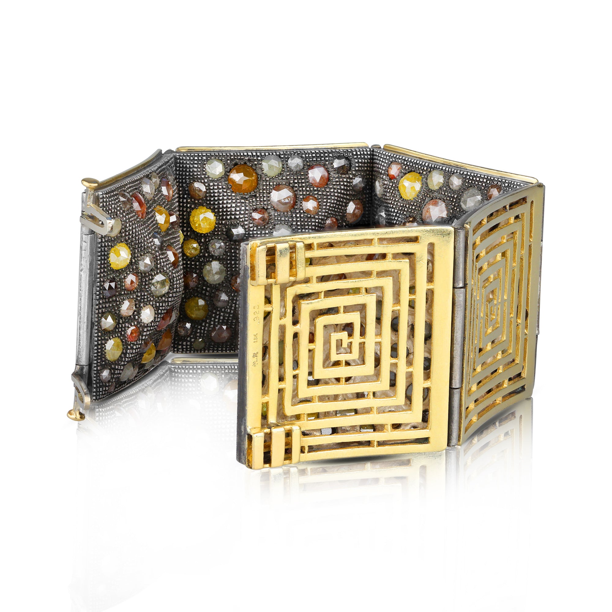 Loree Rodkin 18k Yellow Gold & Sterling Silver Rose Cut Diamond Bracelet