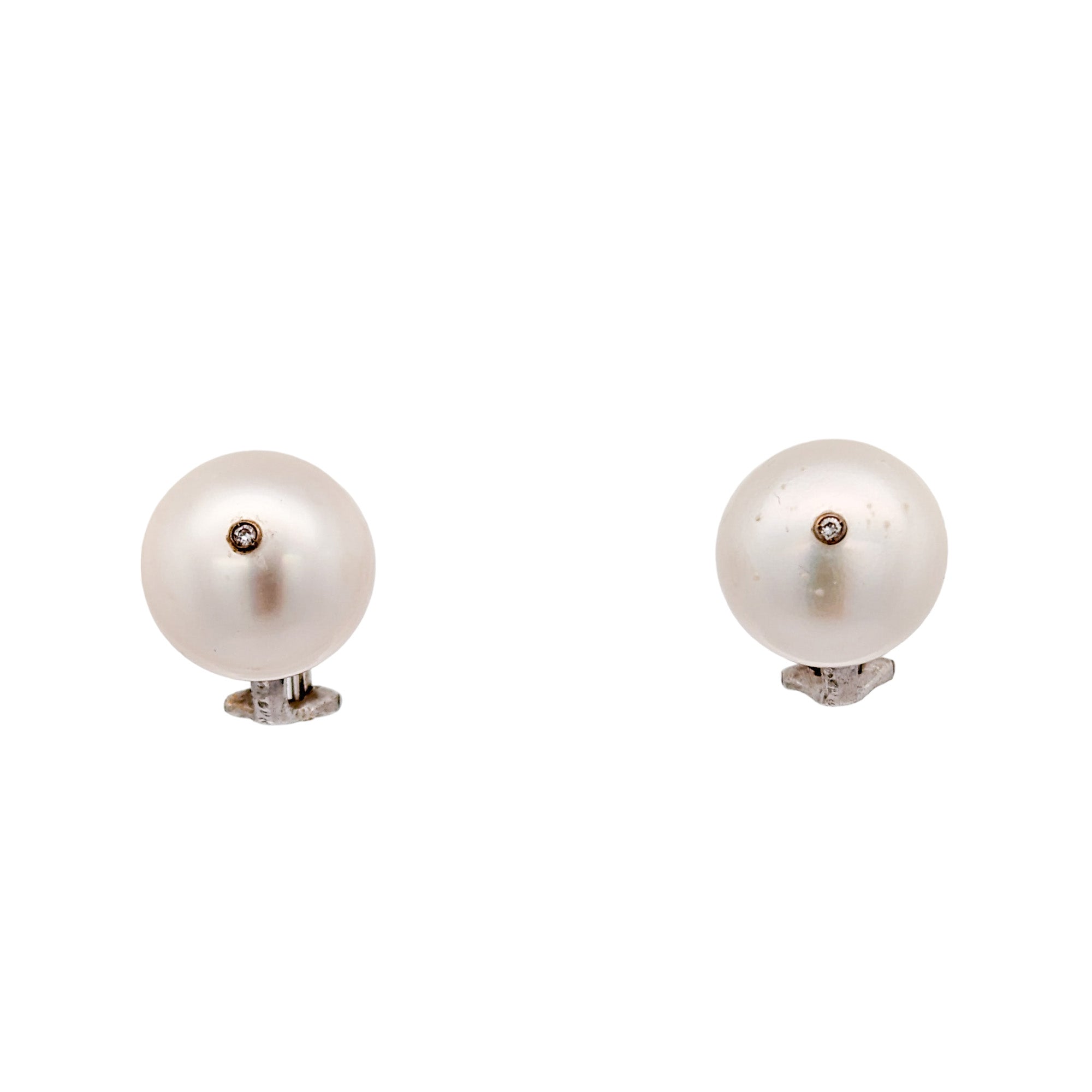 18k White Gold Mario Buccellati Pearl & Diamond Earrings