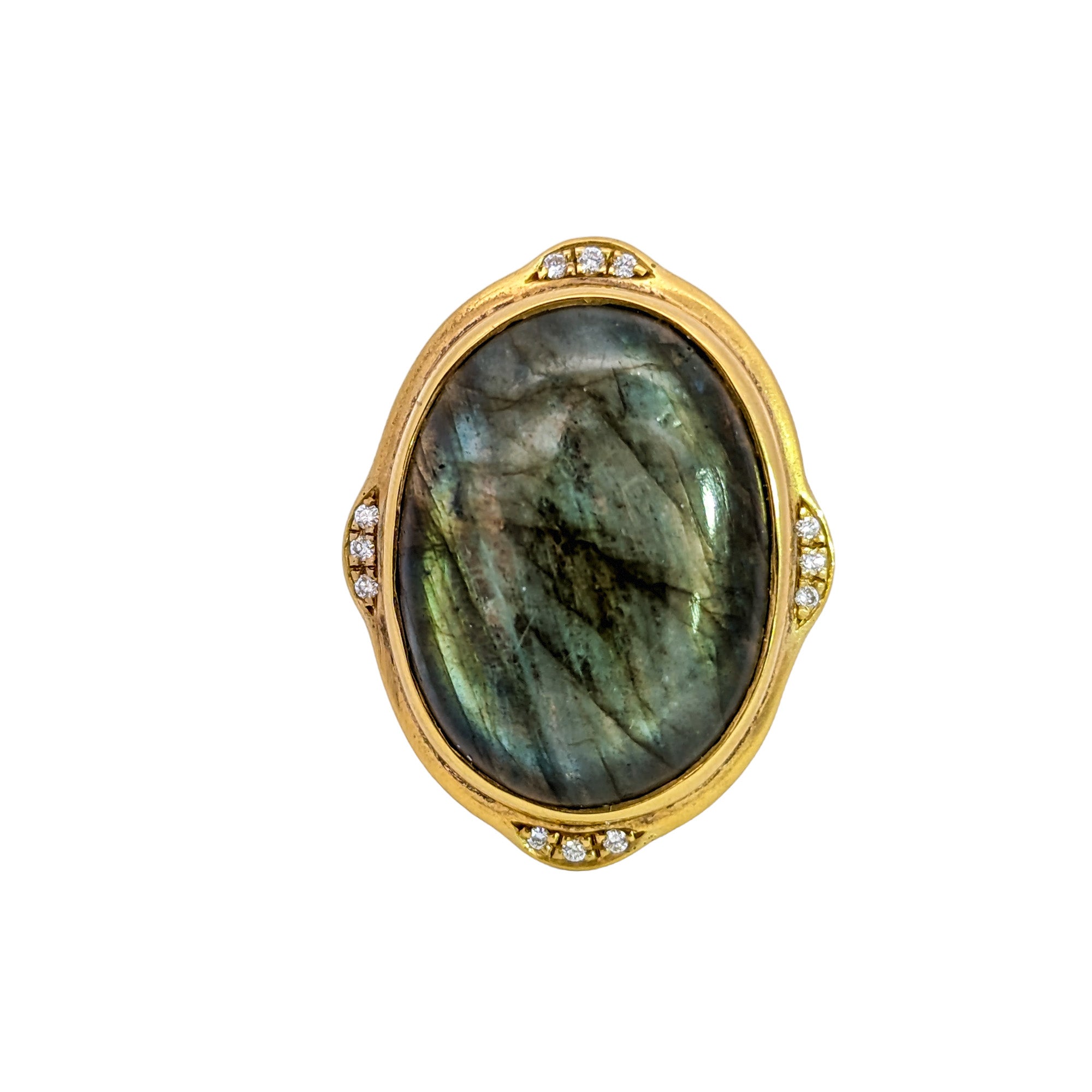 18k Yellow Gold Labradorite & Diamond Ring