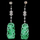 Platinum Marsh & Co Jade & Diamond Earrings