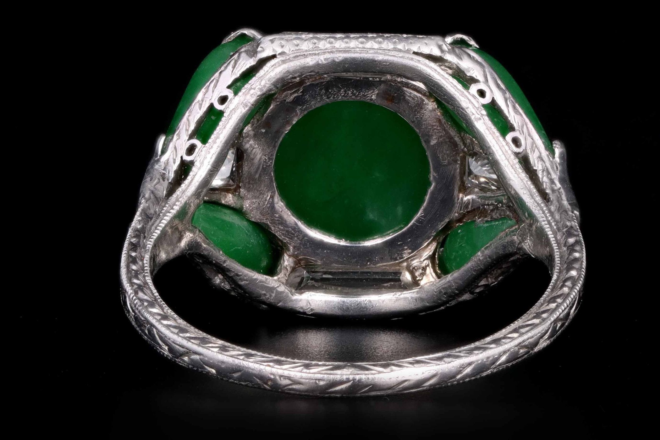 Art Deco Marsh & Co Platinum "A" Jade & Diamond Ring