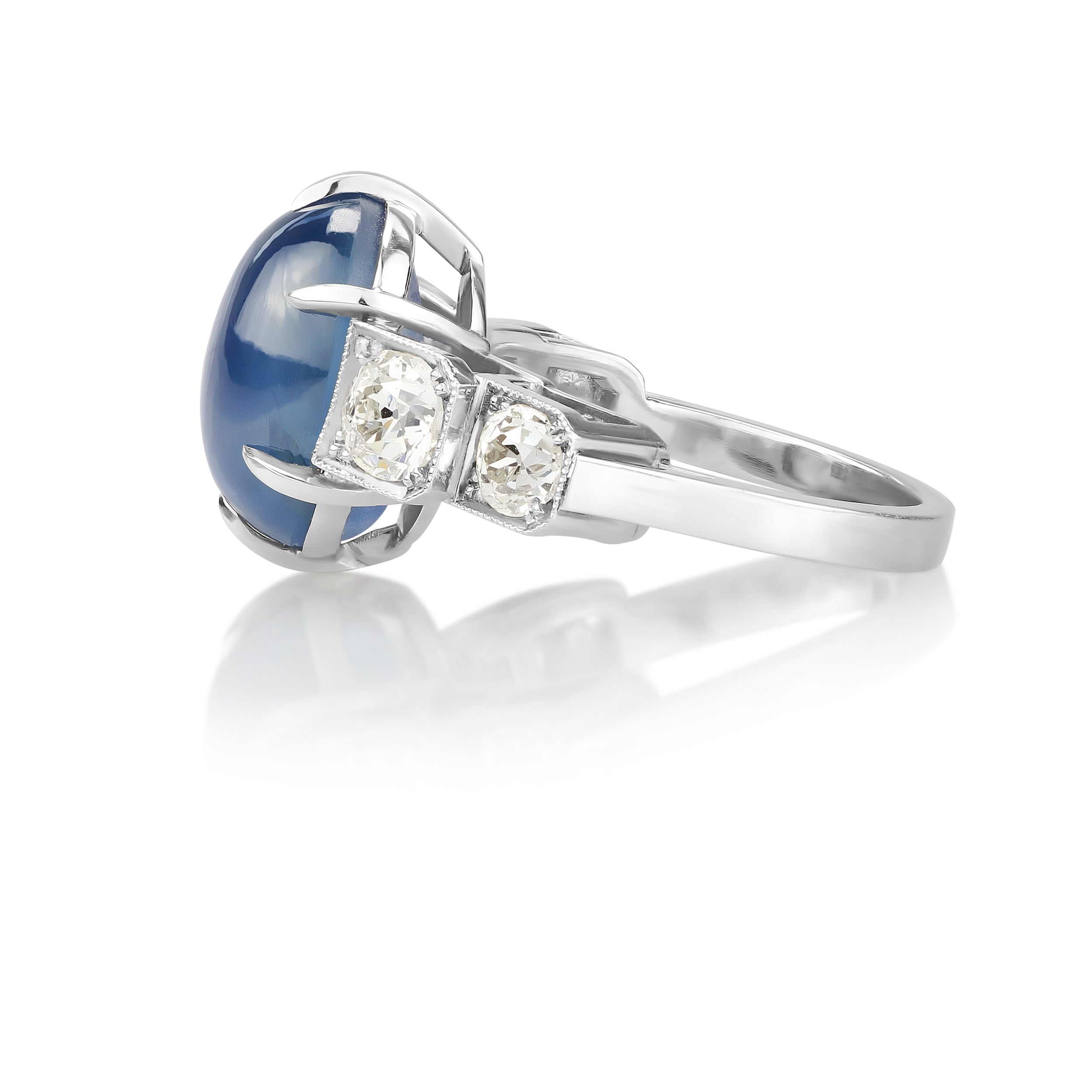 Platinum 9.5 CT Star Sapphire & 1.75 CT Diamond Ring