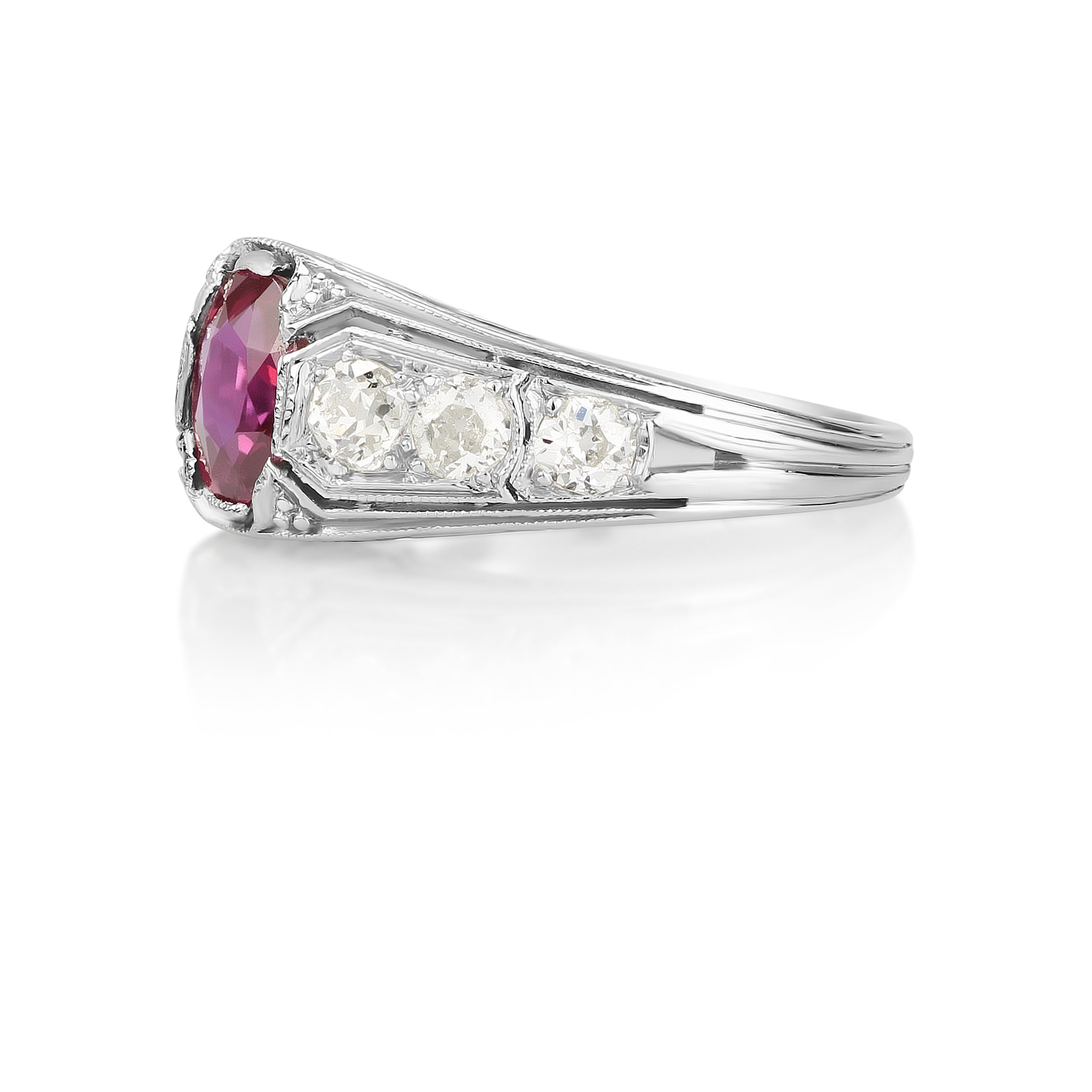 Platinum Ruby & Diamond Edwardian Ring
